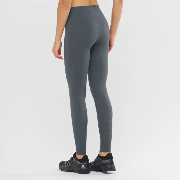 Mallas Para Correr Salomon Essential Seamless Mujer Grises Oscuro | MX XIDU417